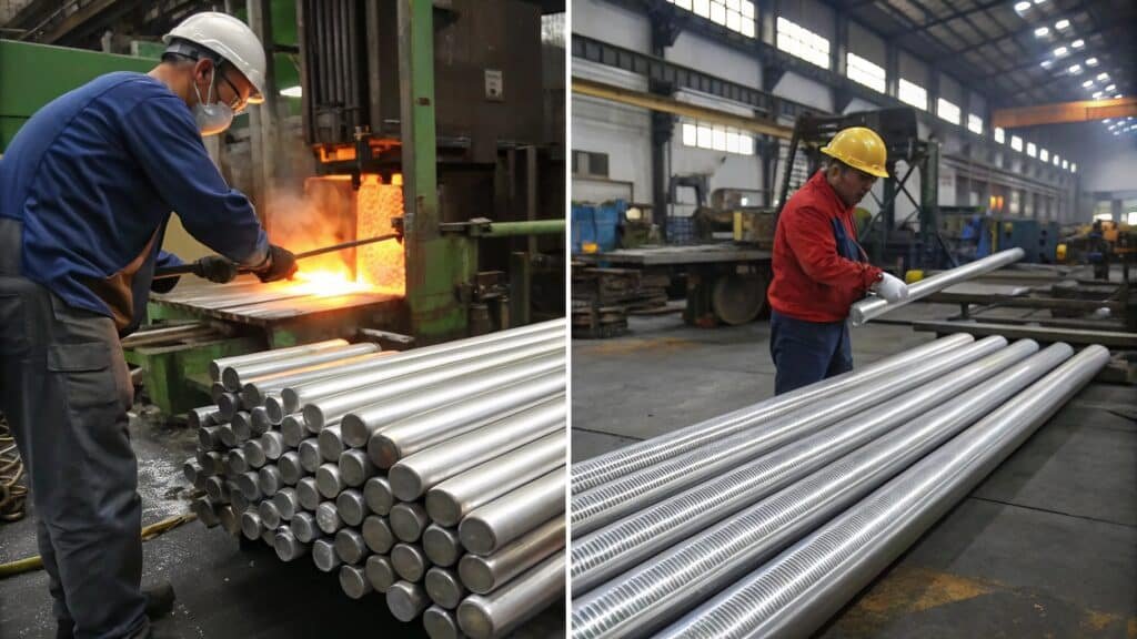 A simple flowchart showing the four cost savings of forging: Material, Machining, Tooling, and Scrap.